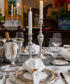 TRISH SCULLY HOME MILANO WHITE JACQUARD TABLECLOTH 128"X56" RECTANGLE