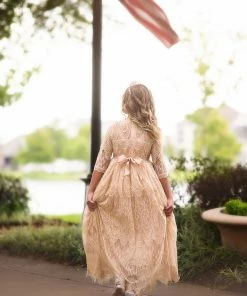 TRISH SCULLY HOME BELLA RAFAELA GOWN & BELT SET CHAMPAGNE GIRLS