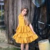TRISH SCULLY GIRLS JOELLE DRESS MUSTARD
