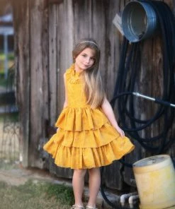 TRISH SCULLY GIRLS JOELLE DRESS MUSTARD