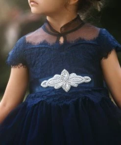 TRISH SCULLY ARIANA GOWN & BELT SET NAVY