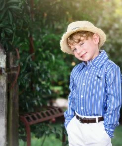 TRISH SCULLY BOYS ARCHIE BUTTON DOWN BLUE PINSTRIPE