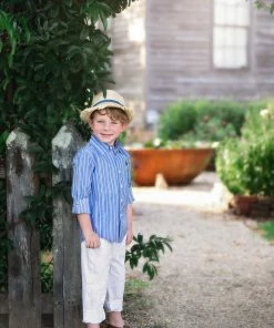 TRISH SCULLY BOYS ARCHIE BUTTON DOWN BLUE PINSTRIPE