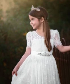 TRISH SCULLY GIRLS AINSLEY DRESS & BELT SET WHITE 8 TRISH SCULLY GIRLS AINSLEY DRESS & BELT SET WHITE