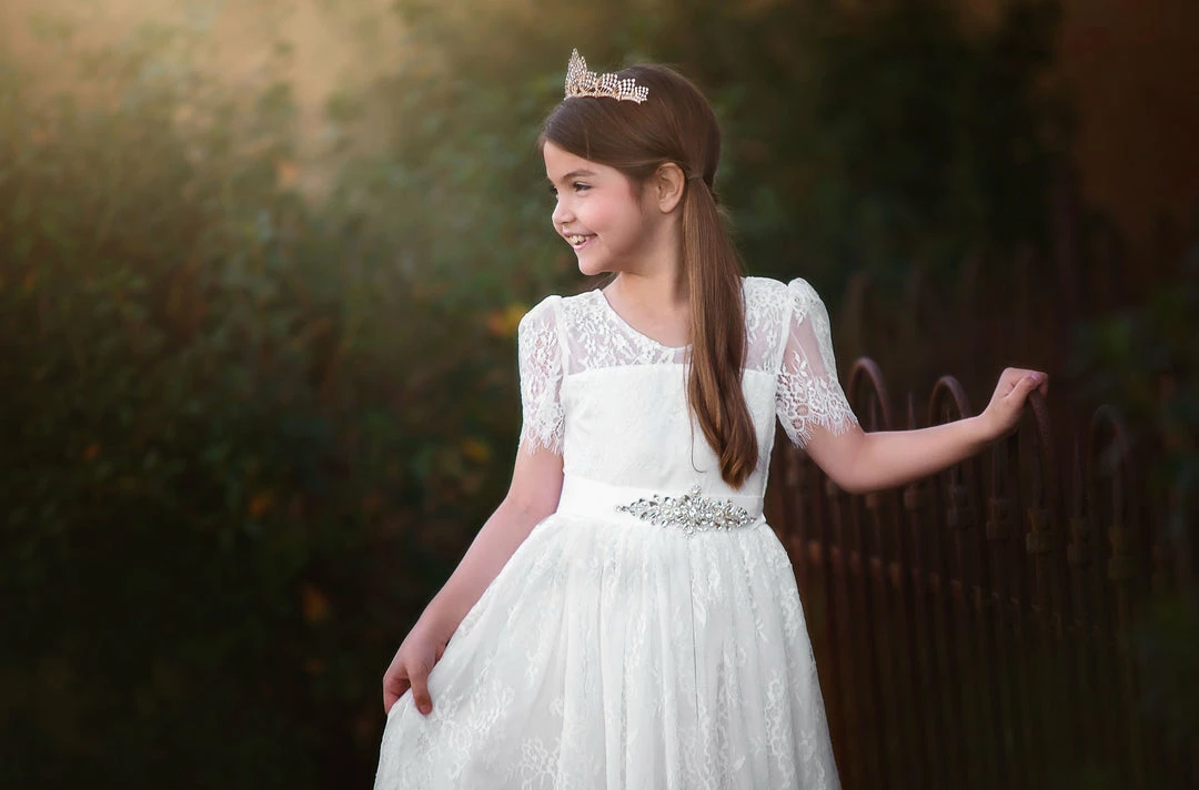 TRISH SCULLY GIRLS AINSLEY DRESS & BELT SET WHITE 5 TRISH SCULLY GIRLS AINSLEY DRESS & BELT SET WHITE