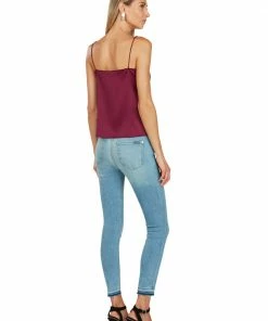 TRISH SCULLY HOME VICTORIA EMBROIDERED SATIN CAMISOLE BURGUNDY